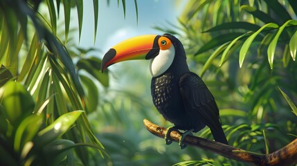 Obraz premium A toucan with a bright yellow and black