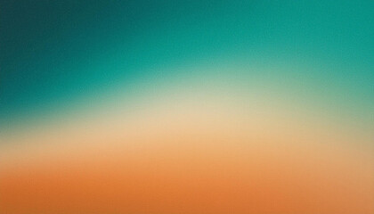 Naklejka premium Serene Gradient Horizon. Tranquil Blend of Cool Teal Fading into Warm Sunset Orange, Textured Abstract Backdrop Banner with Copy Space