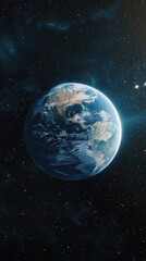 Space and horizon of globe. Night cosmos. Astronomy science background. Earth planet in dark universe