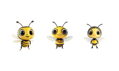 3D rendering of a cute bee character isolated on a white background