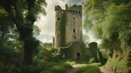 Ancient Stone Castle In A Lush Green Forest