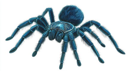 A Detailed Illustration of a Blue Tarantula Spider