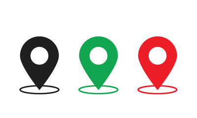 Map pin icons set. Location, place marker, marker pointer, GPS collection. isolated on transparent background. EPS 10