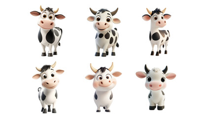 Fototapeta premium 3d cartoon cow character, white background i