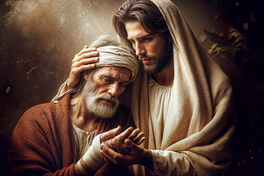 Jesus Christ Heals a Leper and Comforts Him