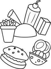 Take away food and drinks linear icons set stock illustration Black Color, Box - Container, Carton, Clip Art, Container