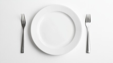 Elegant Minimalist Dessert Plate Template with Fork - Ideal for Food Content Creation | Dessert Presentation Concept