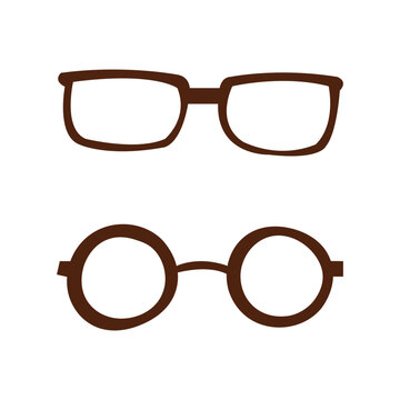 Eye sight glasses set flat doodle illustration. Health and optical concept