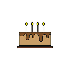 Birthday cake with candles isolated on white background vector illustration.