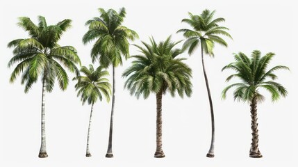 Obraz premium Large tropical palm trees, white background, png, Ai generated for ads