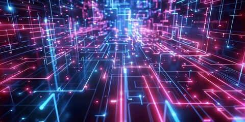 Fototapeta premium abstract technology background with glowing particles.