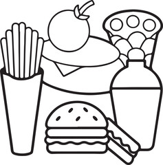 Take away food and drinks linear icons set stock illustration Black Color, Box - Container, Carton, Clip Art, Container