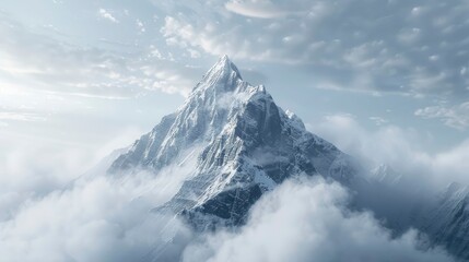 Obraz premium A majestic mountain peak surrounded by clouds.