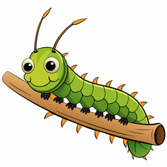 A detailed caterpillar on a branch art vector illustration