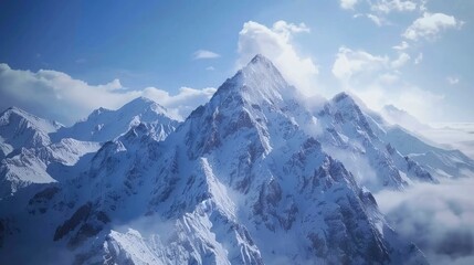 Obraz premium A majestic mountain range with peaks covered in snow.
