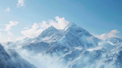 Obraz premium A majestic mountain range with snow-capped peaks and clear blue skies.