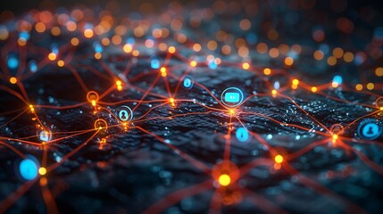 A 3D render of a social media strategy scene, featuring interconnected social media icons like Facebook, Twitter, Instagram, and LinkedIn, vibrant colors, sleek design, clear connections,