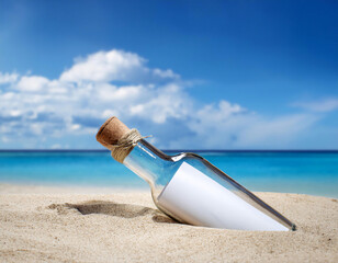 blank paper, message in a bottle