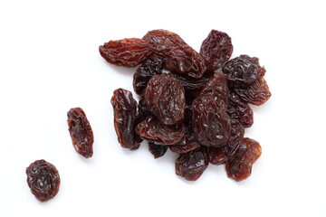 Dried grapes fruit isolated on white background 