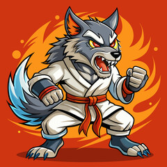 Fototapeta premium wolf fight karate logo combat sport judo sambo