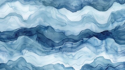 Obraz premium This image showcases a digital painting of overlapping blue and white waves. The artist has captured the movement and fluidity of the waves with a light and airy brushstroke. The shades of blue range 