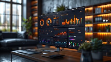 Fototapeta premium A detailed 3D render of a customer segmentation dashboard, featuring comprehensive customer segments and targeting strategies, sharp and vibrant visuals, professional layout, interactive components,