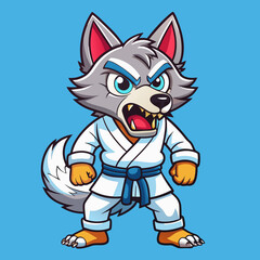 wolf fight karate logo combat sport judo sambo