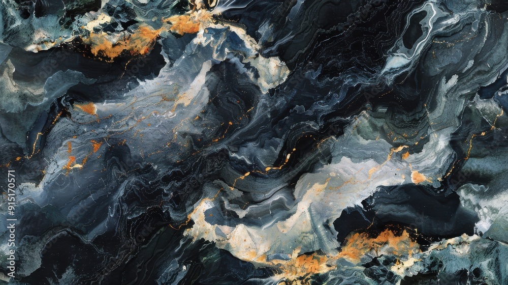 Aufkleber the image shows a close-up of a marble surface, revealing intricate swirls of blue, white, and gold.