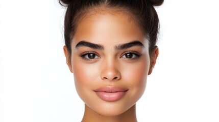 Fototapeta premium A woman with a nice smile and a nice face. She has a nice look on her face