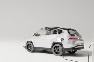 Obraz premium E-mobility, electric car charging battery, eco energy. 3d rendering