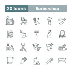 Barbershop icon set, Barber equipment and tools