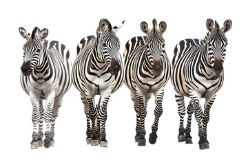 Fototapeta premium Group of Zebra isolated on white background Wildlife Zebra Herd Concept