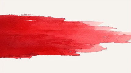 This image presents a red abstract watercolor painting characterized by a bold brushstroke that transitions through various shades and textures, creating a visually captivating art piece.