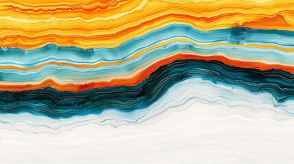 Obraz premium This colorful abstract painting showcases a series of layered hues arranged in a dynamic and fluid wave-like pattern, creating a vibrant and eye-catching design. Ideal for contemporary spaces.