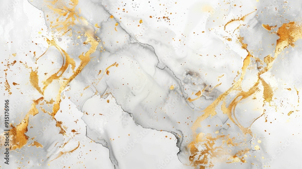 Poster a white marble surface with a delicate pattern of gray and black veins is accented with golden swirl