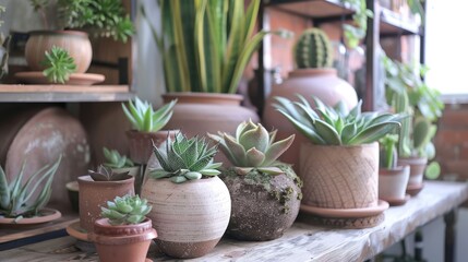 Charming indoor succulent setup