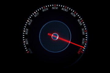 3D illustration close up black speedometer with cutoffs 2025 ,2024. The concept of the new year and Christmas in the automotive field. Counting months, time until the new year.