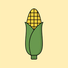 Corn Illustration Isolated on Ivory White Background