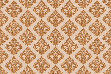 Seamless  brown decorative wallpaper pattern.Seamless floral ornament on background.