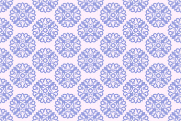 Seamless decorative blue wallpaper pattern.Seamless floral ornament on background.