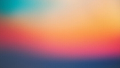 Vibrant Gradient Blur. Soft Blend of Teal, Yellow, and Red Hues Fading into a Tranquil, Dreamlike Abstract Background. Textured Banner With Copy Space