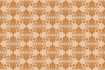 Seamless  brown decorative wallpaper pattern.Seamless floral ornament on background.