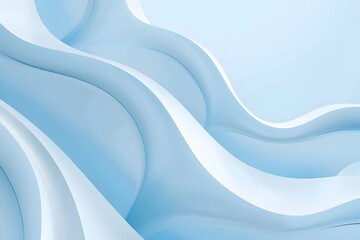 Obraz premium Abstract blue background with three-dimensional geometric shapes in light sky-blue and white, forming an elegant pattern for presentation or social media covers. The design features smooth curves, hig