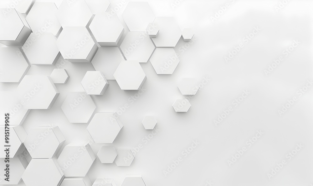 Poster Abstract white background with hexagon shape and gradient color for technology concept vector presentation design template banner, copy space -
