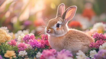 Rabbit in flower field