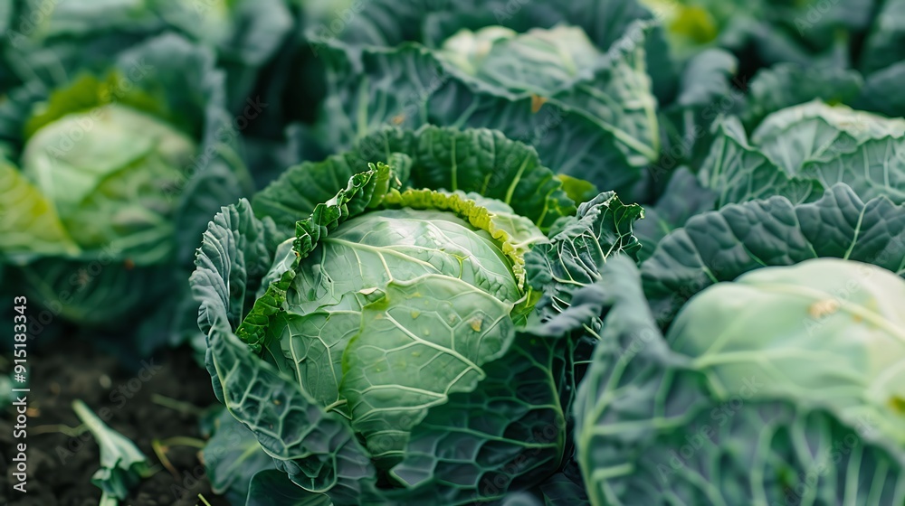 Sticker Cabbage Patch: A Close-Up of Lush Green Heads