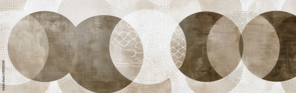 Aufkleber a digital art piece featuring a repeating pattern of overlapping circles in shades of brown and whit