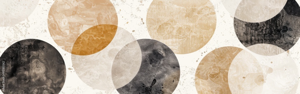 Aufkleber a close-up image of an abstract geometric pattern featuring overlapping circles in shades of black, 