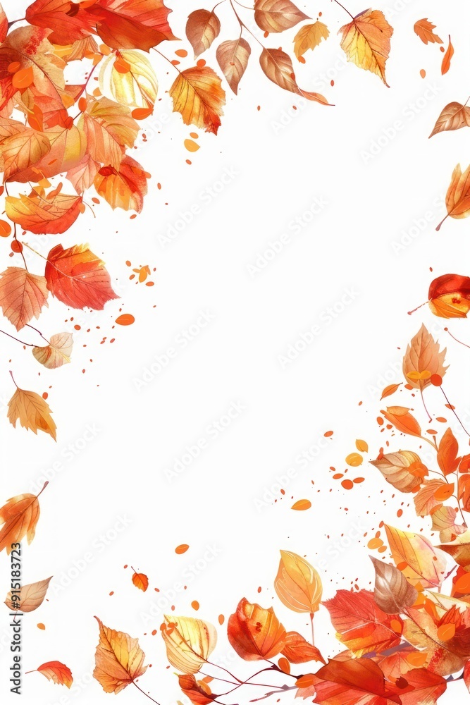 Sticker Autumn leaves frame illustration