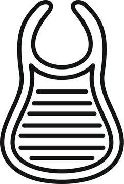 recommend clip art: Baby bib icon in outline style showcasing a baby essential for mealtime, perfect for designs related to infant care